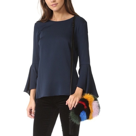 Milly Bell Sleeve Silk blend Blouse NWT $325 - Picture 2 of 7